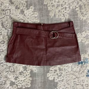 Claude Lamont Leather Burgundy Micro Skirt